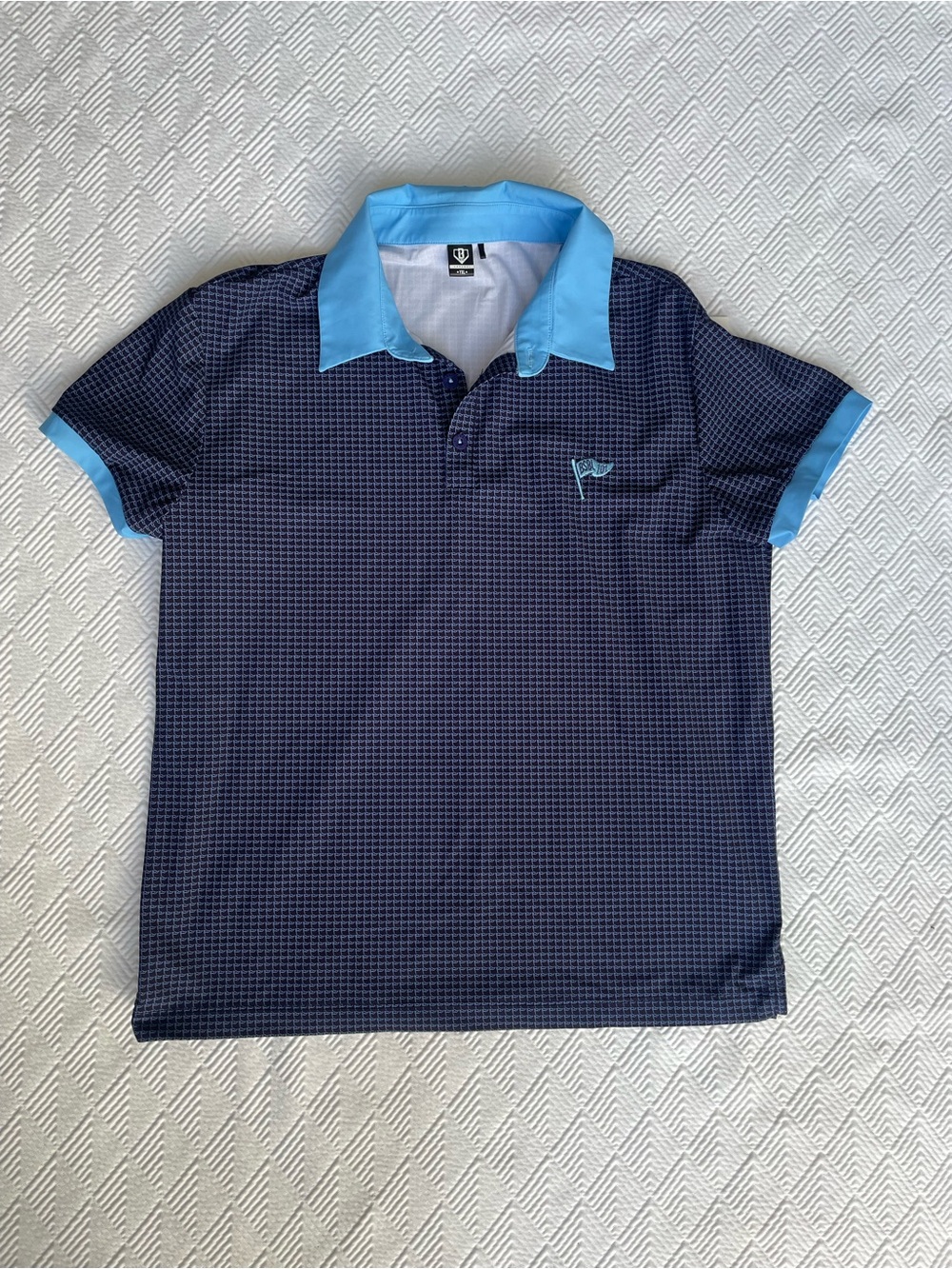Baseball Lifestyle 101 Pennant two-tone Navy and Light Blue Boys Polo XL